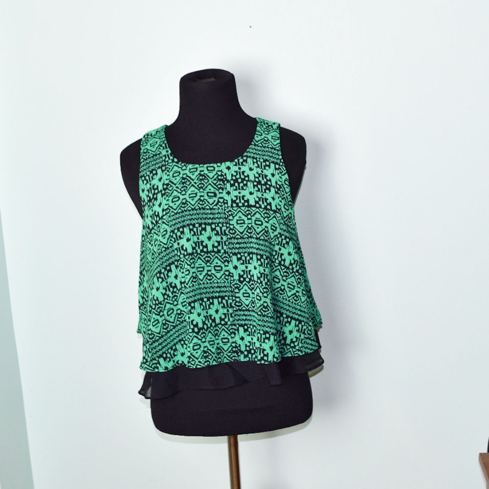 Timing Green Flowy Print Blouse